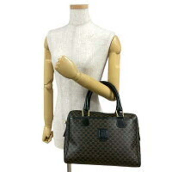 Celine Macadam Blason Triomphe leather handbag Boston bag black brown - Picture 2 of 9